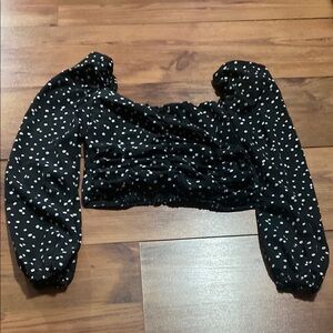 Black and White Polka Dot Long Sleeve Top